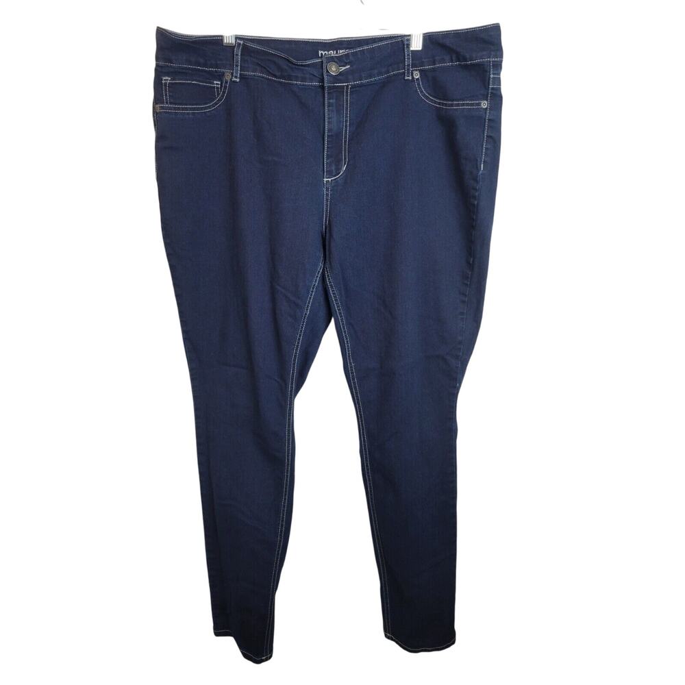 Maurices Blue‎ Denim Skinny Mid Rise Dark Wash Jeans Women's Plus Size 22